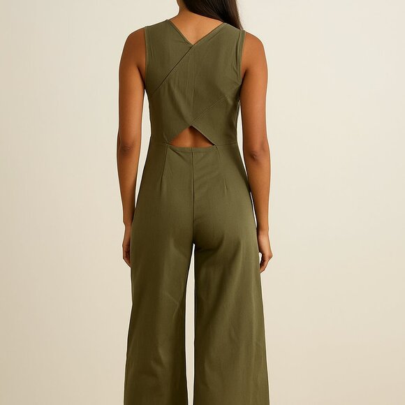 Dynamite Khaki Sleeveless Jumpsuit - Picture 2 of 8